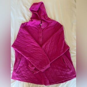 Universal Thread Quilted Hooded Pullover in Bright Pink